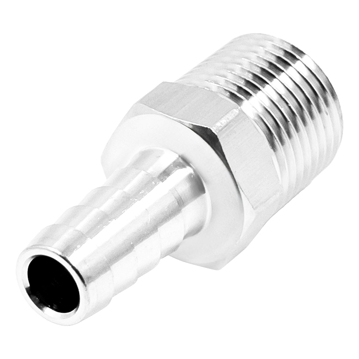 Stainless Steel 3/8" Male NPT Compact Fitting - 3/8" OD Barb