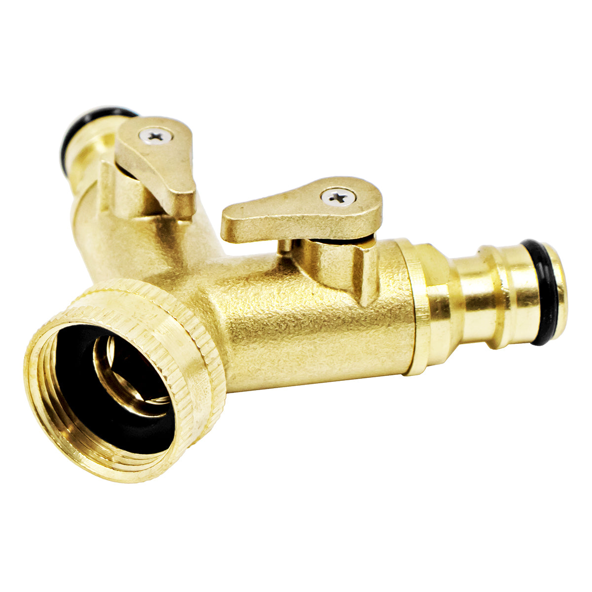 Kegland Brass Manifold Adapter - 3/4" Female Garden Hose X 1/2" Male QD (2 Way)