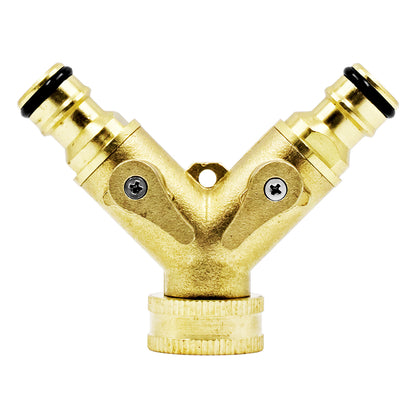 Kegland Brass Manifold Adapter - 3/4" Female Garden Hose X 1/2" Male QD (2 Way)
