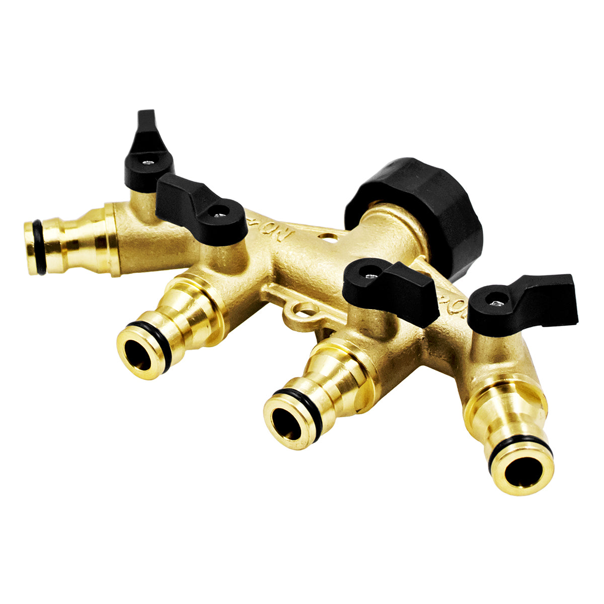 Kegland Brass Manifold Adapter - 3/4" Female Garden Hose X 1/2" Male QD | 4 Way