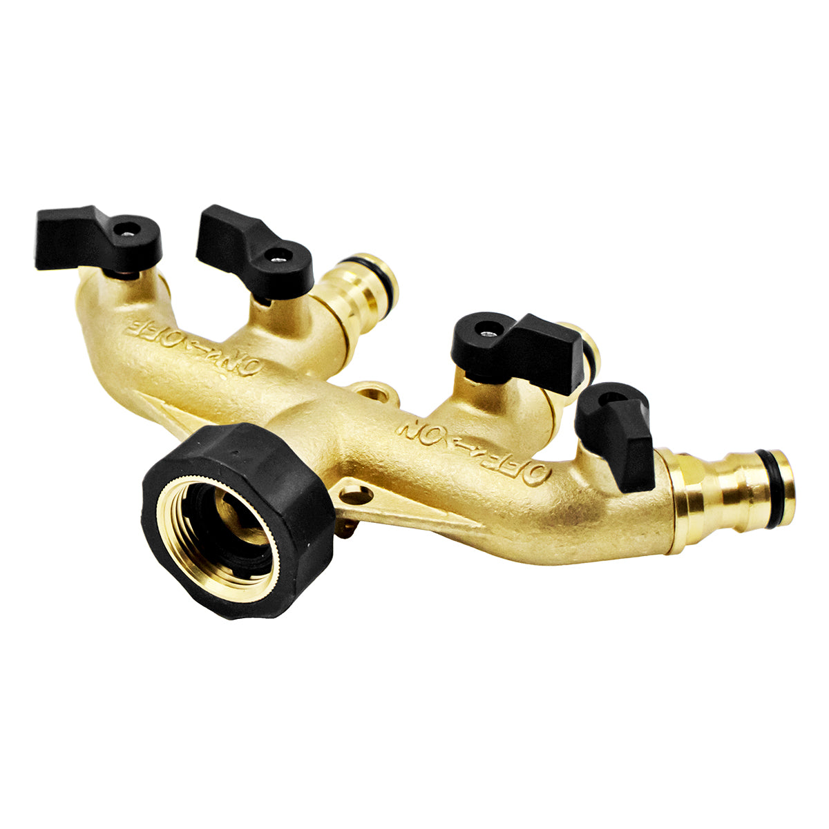 Kegland Brass Manifold Adapter - 3/4" Female Garden Hose X 1/2" Male QD (4 Way) -  Canuck Homebrew Supply, Canada