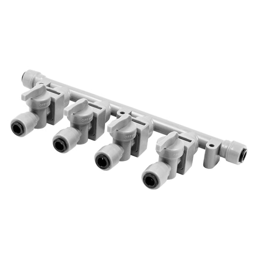 Duotight Food Grade Plastic (Push-In) Gas Distributor Manifold - 4 Way | 5/16" (8mm) Push-In