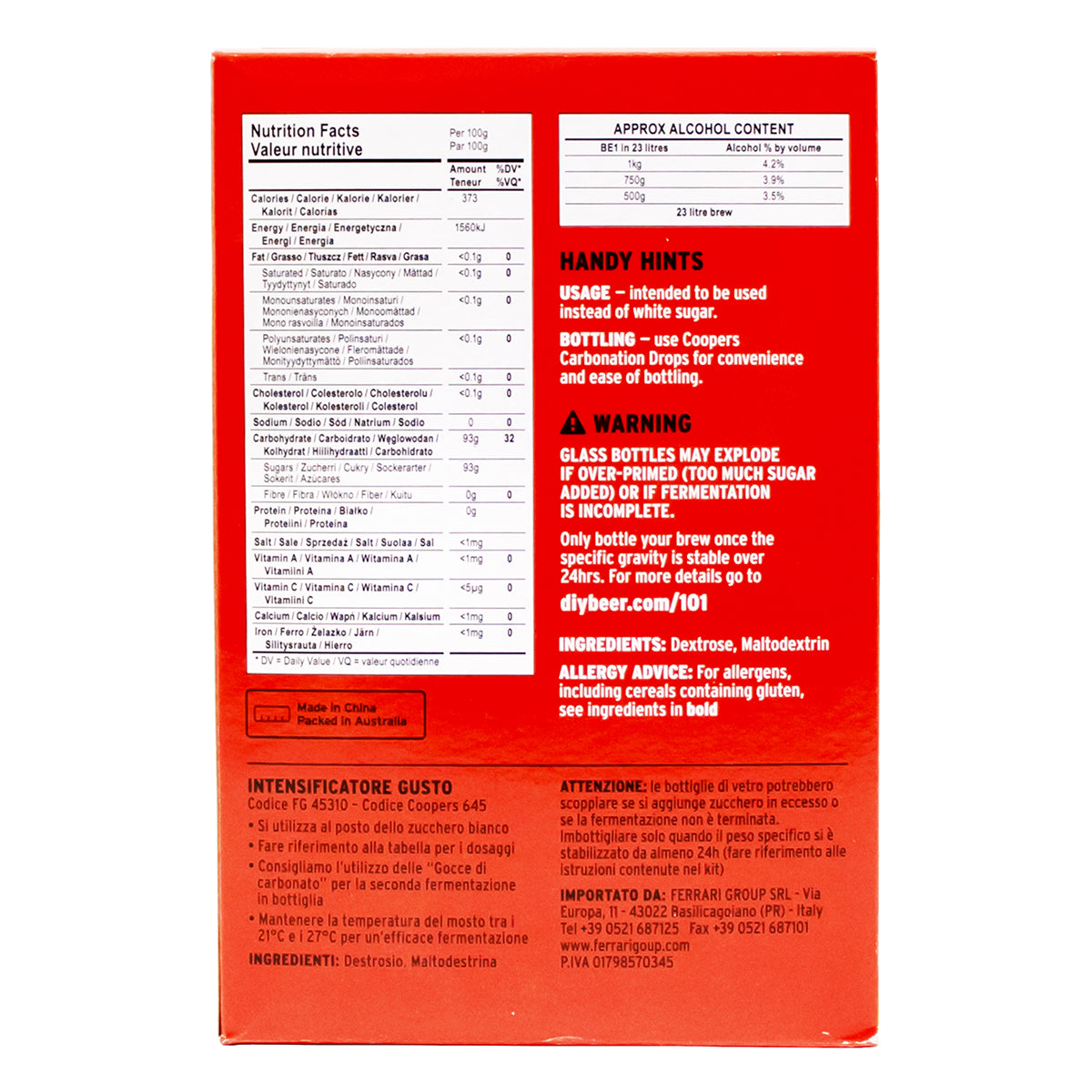 Coopers Brew Enhancer 1 -  Canuck Homebrew Supply, Canada
