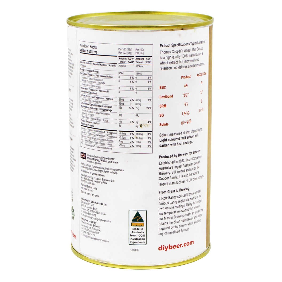 Thomas Cooper's Liquid Malt Extract (LME) Syrup - Wheat (3.3 lb) -  Canuck Homebrew Supply, Canada