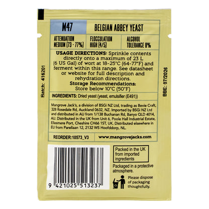 Mangrove Jack's Belgian Abbey Dry Yeast [M47] (10 g)