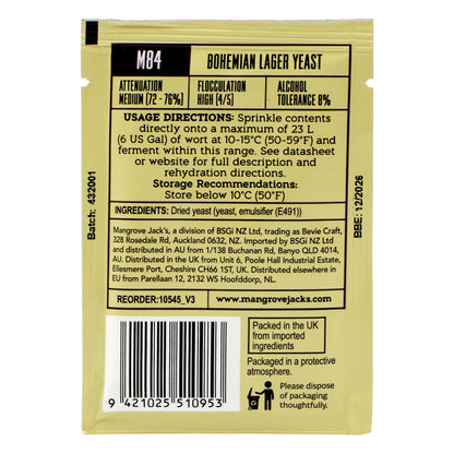 Mangrove Jack's Bohemian Lager Dry Yeast [M84] (10 g) -  Canuck Homebrew Supply, Canada