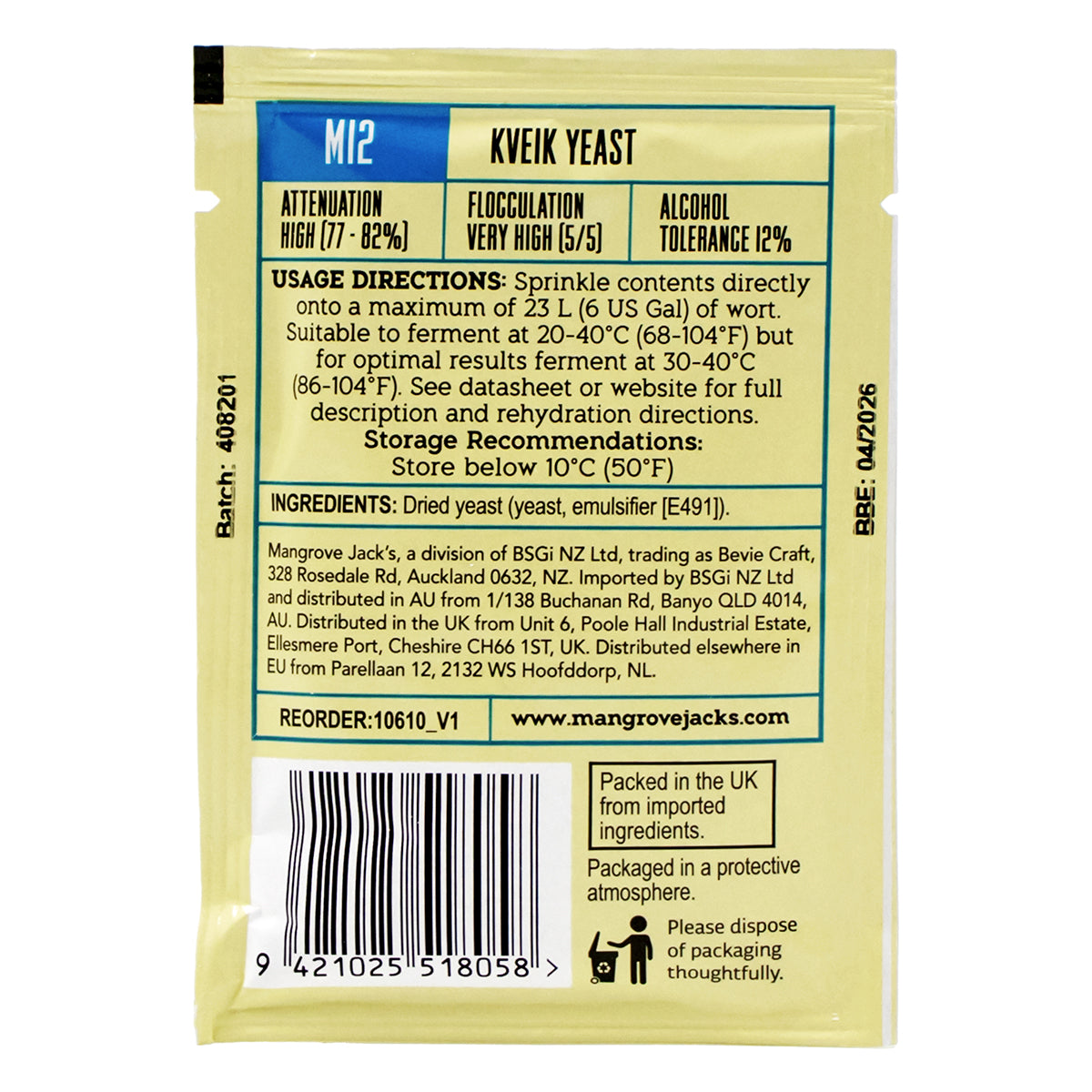 Mangrove Jack's Kveik Dry Yeast [M12] (10 g)