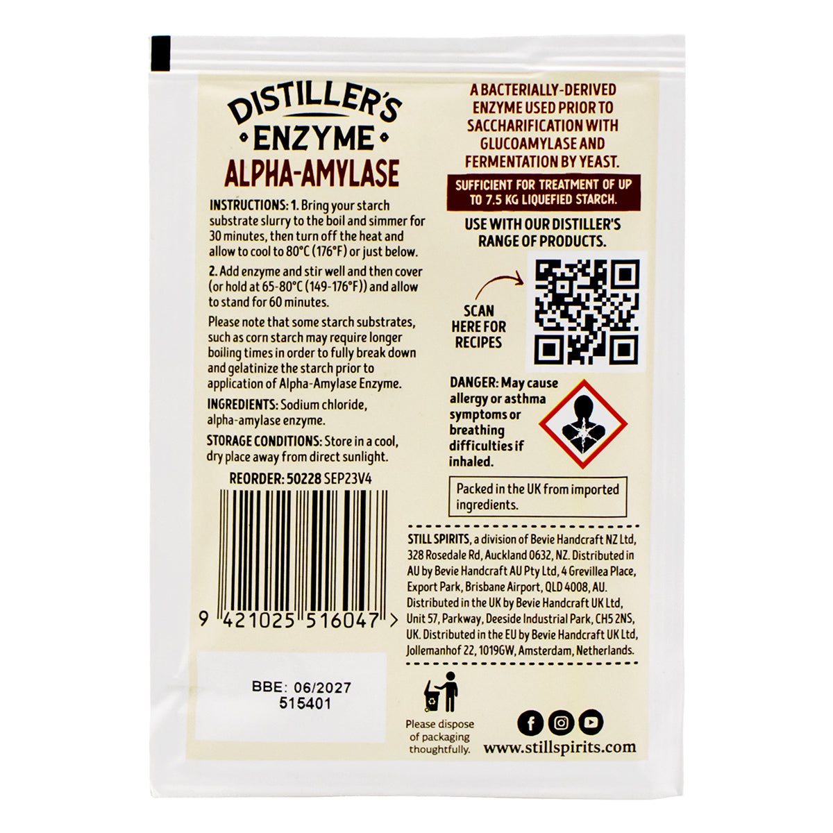 Still Spirits Distiller's Enzyme - Alpha Amylase (12 g)