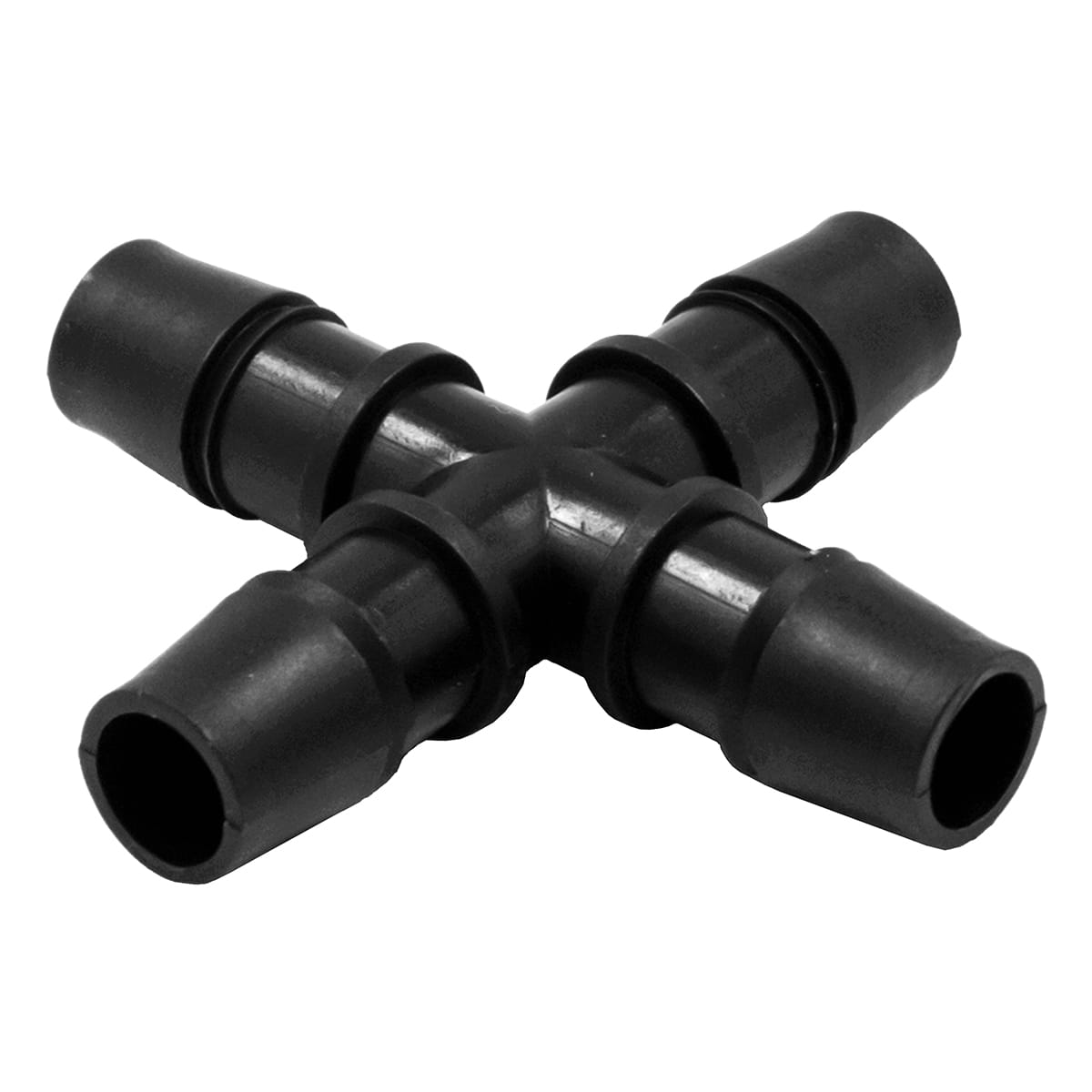 Polypropylene Barbed Hose Splicer Cross - 1/2" (13mm)
