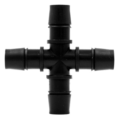 Polypropylene Barbed Hose Splicer Cross - 1/2" (13mm)