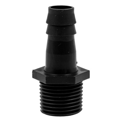 Polypropylene British Standard Pipe Fitting - 1/2" Male BSPT X 1/2" (13mm) OD Barb