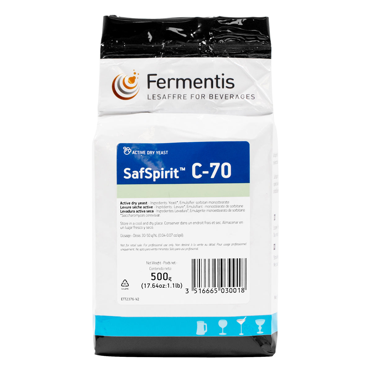 Fermentis SafSpirit Dry Spirit Yeast Brick - C-70 (500 g)