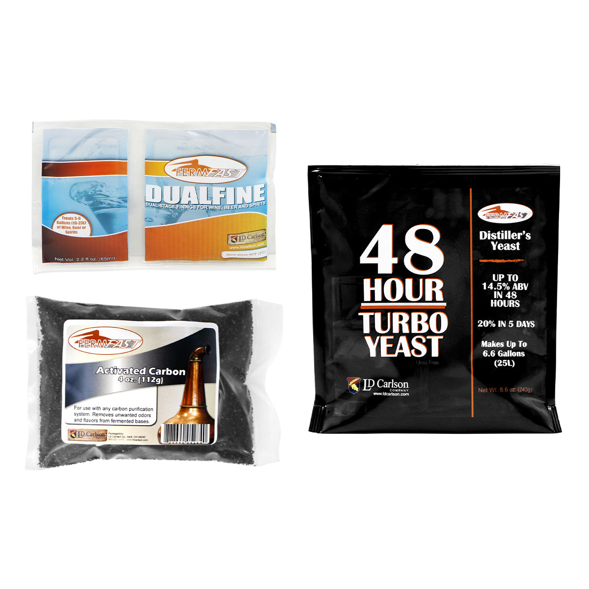 FermFast Triple Pack | Turbo Yeast, Activated Carbon and Dualfine
