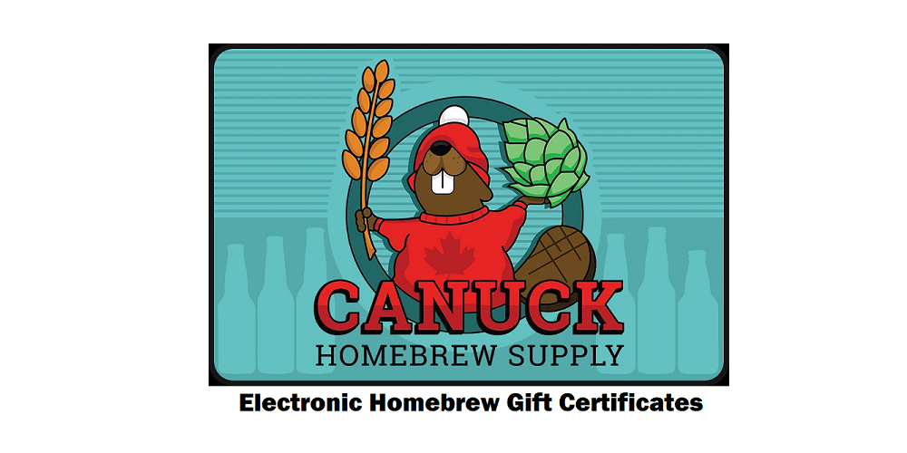 Online Homebrewing Gift Card. Why choose an electronic gift certificate? There is no guess work, available in any demonination, no shipping cost and it is the perfect choice for any homebrewer in Canada. 
