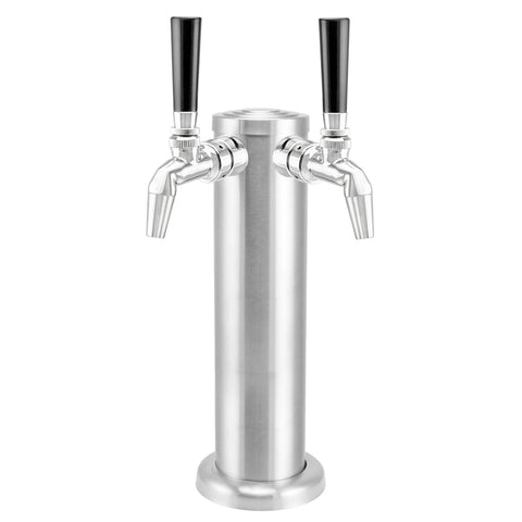 Brushed Stainless Steel Double Tap Beer Tower