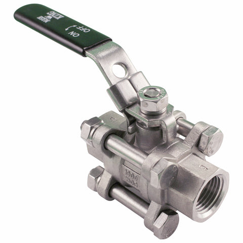 Stainless Steel Three-Piece Ball Valve - 1/2" Female NPT