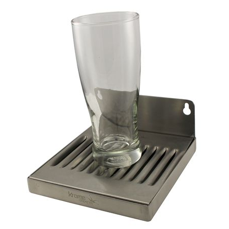 Stainless Steel Wall Mounted Drip Tray with Drain - 6" x 6" x 3/4"
