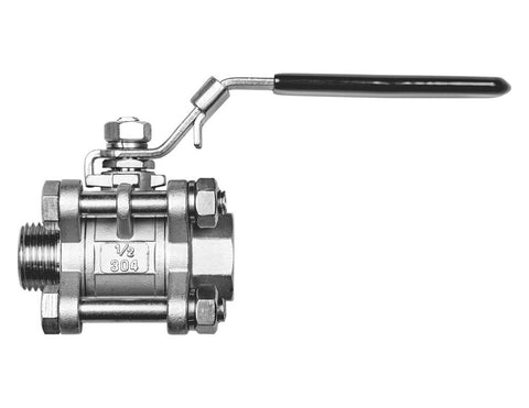 Stainless Steel 3 Piece Ball Valve - 1/2” Male NPT | 3V | Spike Brewing - Canadian Homebrewing Supplier - Free Shipping - Canuck Homebrew Supply