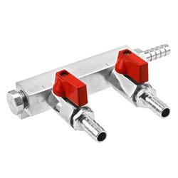 Aluminum Gas Distributor - 2 Way - 3/8" Barb