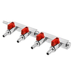 Aluminum Gas Distributor - 4 Way (3/8" Barb | Manifold)