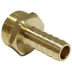 Compact Brass Barbed Garden Hose Fitting - Male GH to 1/2” Barb