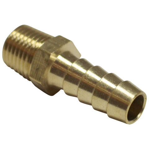 Brass Fitting with Hex Nut - 1/4" Male NPT to 3/8" Barb