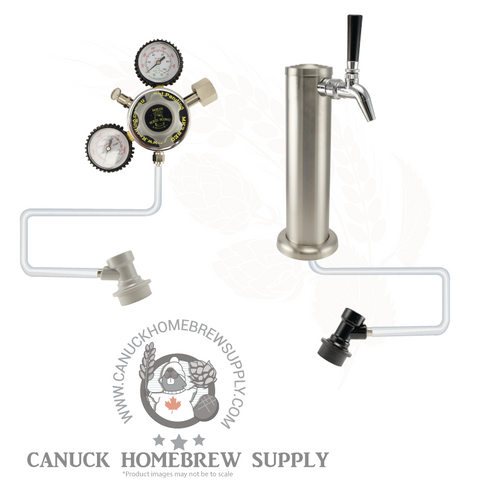 Brushed Stainless Steel Single Tap Tower Ball Lock Kegerator Setup - Canadian Homebrewing Supplier - Free Shipping - Canuck Homebrew Supply