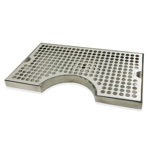 Stainless Steel Surface Mounted Cut-Out Drip Tray with Drain - 12" x 7" x 3/4"