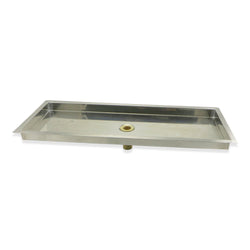 Stainless Steel Flange Mounted Drip Tray with Drain - 15.5" x 6" x 3/4"