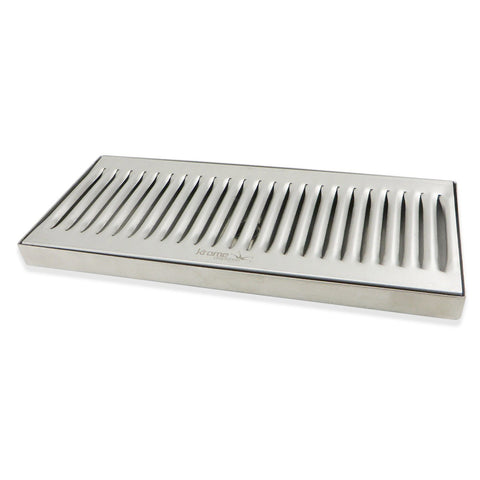 Stainless Steel Surface Mounted Drip Tray with Drain - 12" x 5" x 3/4"