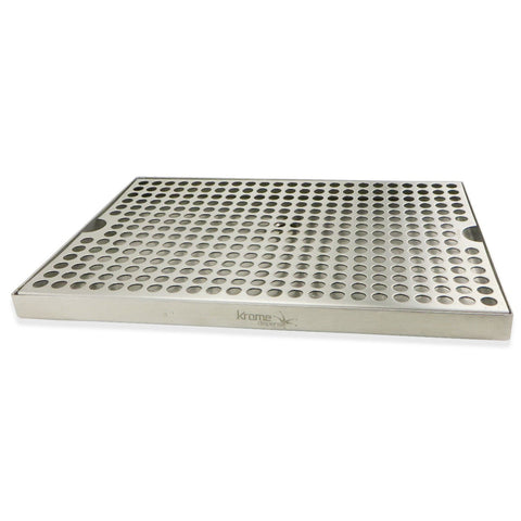 Stainless Steel Surface Mounted Drip Tray with Drain - 12" x 8" x 3/4"
