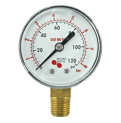 Micro Matic Low Pressure Gauge - 0-120 PSI - Right Hand Thread