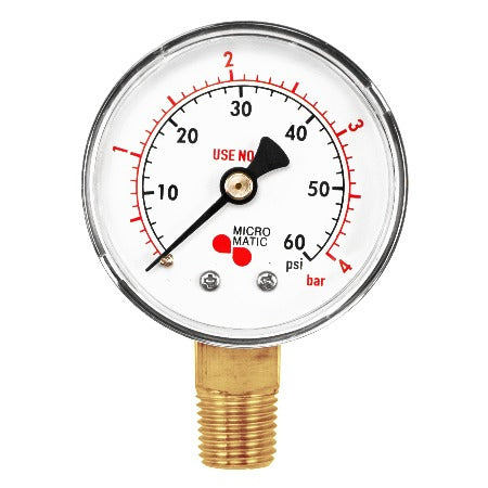 Micro Matic Low Pressure Gauge - 0-60 PSI - Right Hand Thread