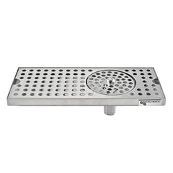 Micro Matic Stainless Steel Drip Tray -Countertop w/ Spray Glass Rinser & Drain – 12” x 5” x 3/4” [DP-120DGR]