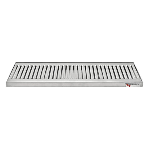 Micro Matic Stainless Steel Drip Tray – Countertop w/ Drain – 20” x 5” x 3/4”