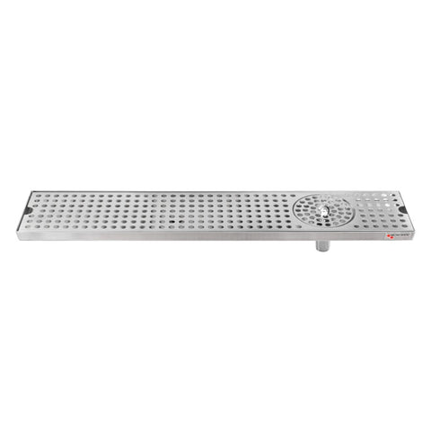 Micro Matic Stainless Steel Drip Tray – Countertop w/ Spray Glass Rinser & Drain – 24” x 5” x 3/4” 