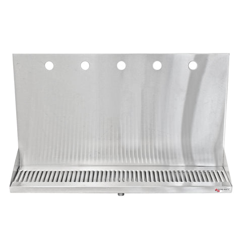 Micro Matic Stainless Steel Drip Tray – Wall Mounting w/ 5 Shank Holes & Drain – 24” x 6 1/2” x 3/4”