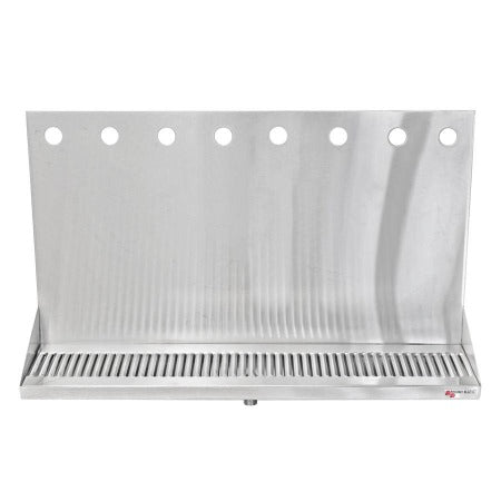 24” x 6 1/2” x 3/4” Micro Matic Stainless Steel Drip Tray – Wall Mounting w/ 8 Shank Holes & Drain