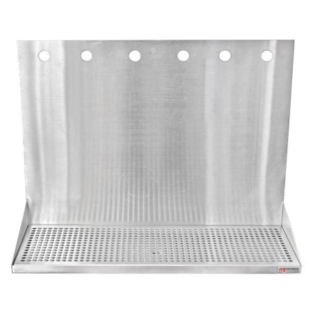 Micro Matic Stainless Steel Drip Tray – Wall Mounting w/ 6 Shank Holes & Drain – 24” x 8 1/2” x 3/4” 