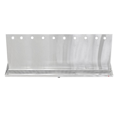 Micro Matic Stainless Steel Drip Tray – Wall Mounting w/ 10 Shank Holes & Drain – 36” x 6 1/2” x 3/4”