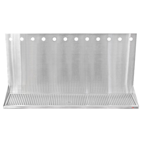 Wall Mounted Micro Matic Stainless Steel Drip Tray –  w/ 12 Shank Holes & Drain – 36” x 8 1/2” x 3/4” 