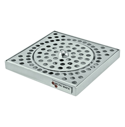 Micro Matic Stainless Steel Surface Mount Spray Glass Rinser With Drain Drip Tray - 6 3/8" X 6 3/8" X 3/4"