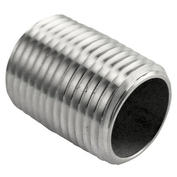 Stainless Steel Close Nipple - 1/2" Male NPT - 1" Long