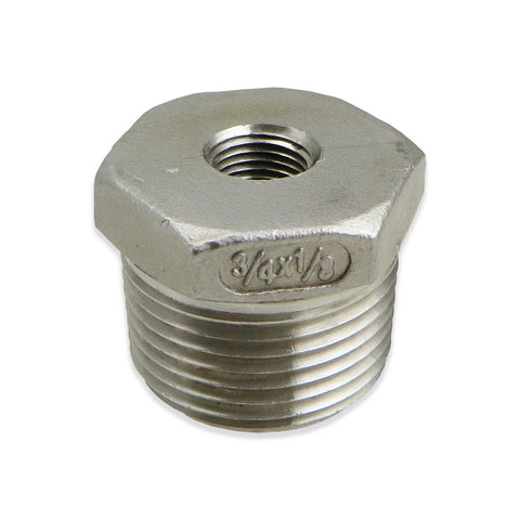 Stainless Steel Reducer Bushing - 3/4" MPT to 1/8" FPT