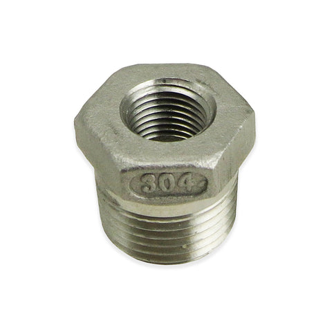 Stainless Steel Reducer Bushing - 3/8" MPT to 1/8" FPT