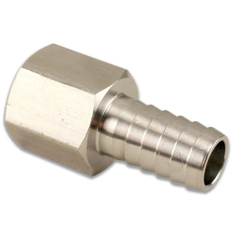 Stainless Steel Barbed Fitting - 1/4" Flared FFL to 3/8" Barb - Canadian Homebrewing Supplier - Free Shipping - Canuck Homebrew Supply
