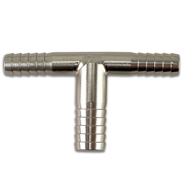 Stainless Steel Barbed Tee - 3/8" to Two 1/4" Barbs - Canadian Homebrewing Supplier - Free Shipping - Canuck Homebrew Supply