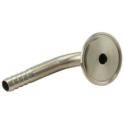Stainless Steel Tri-Clover 90° Barbed Elbow - 1.5” TC to 1/2” Barb