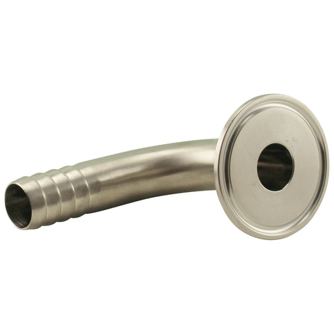 Stainless Steel Tri-Clover 90° Barbed Elbow - 1.5” TC to 3/4” Barb