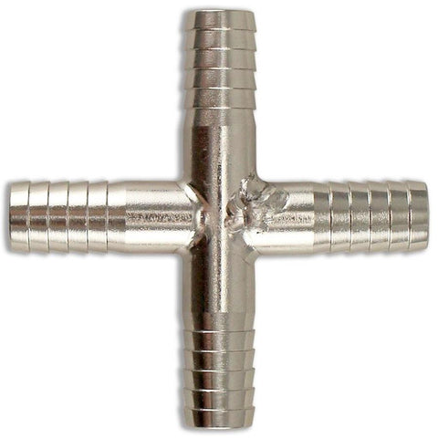 Stainless Steel Barbed Cross - 3/8" - Canadian Homebrewing Supplier - Free Shipping - Canuck Homebrew Supply